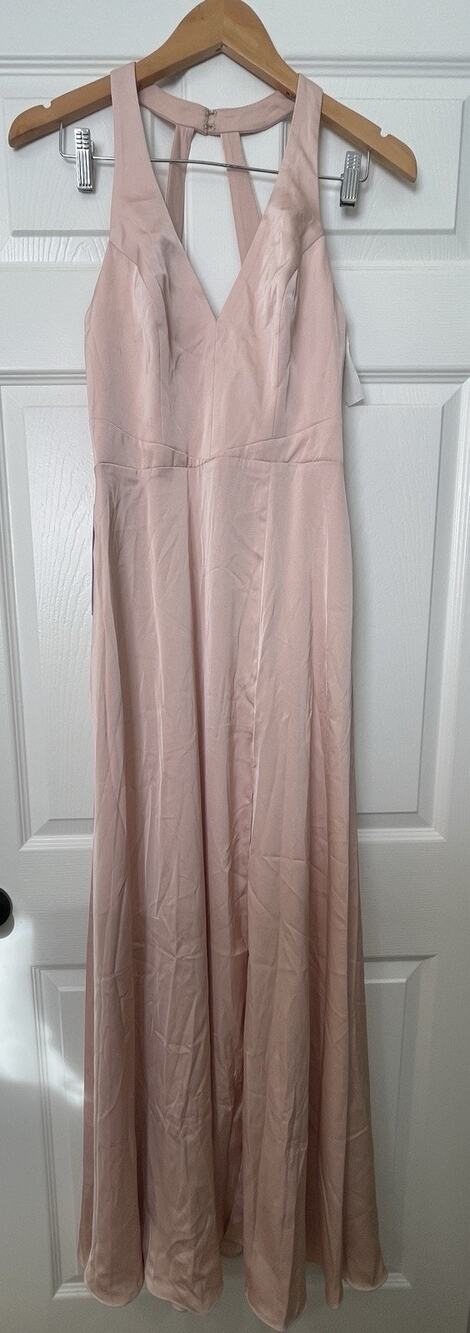 AZAZIE Ceria Halter Neck Stretch Satin Dress English Rose Bridesmaid A4 NWT GF